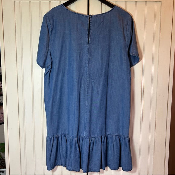 George Cotton Blend Chambray Dress Sz L EUC - Picture 2 of 7